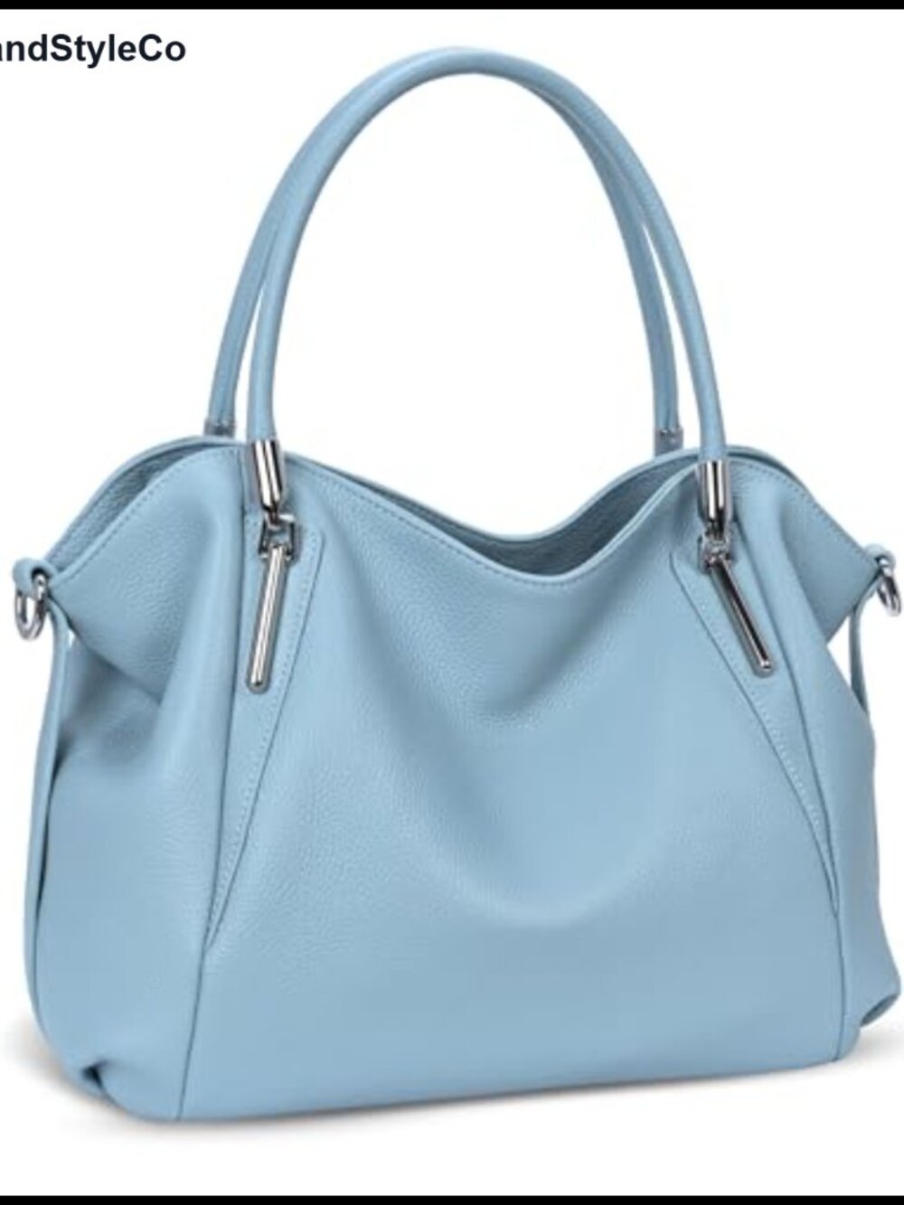 Genuine Leather Hobo Tote Shoulder Bag with Detachable Strap for Travel Work